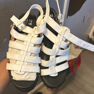 Madden nyc White Strappy Platform Sandals